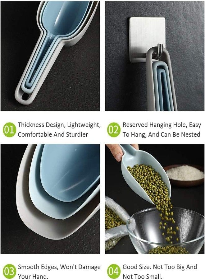 Krizkey 3 Pcs Multi-Purpose Plastic Nesting Scoop Spoons for Canisters Flour Cereal Popcorn Scoop Set Kirana Shop, Grocery, Grains, Sugar, Atta, Rice, Masala Powder, Ice Cream - Image 5